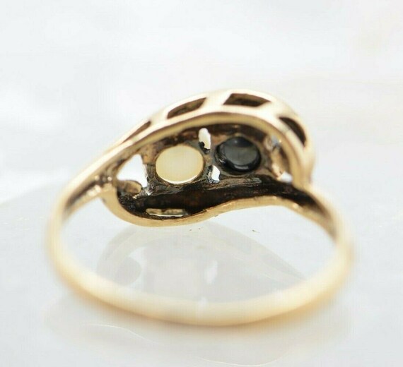10K Yellow Gold Black and White Pearl Ring Size 5… - image 5