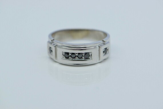 10K White Gold Gold Black Diamond Ring Size 9 Cir… - image 6