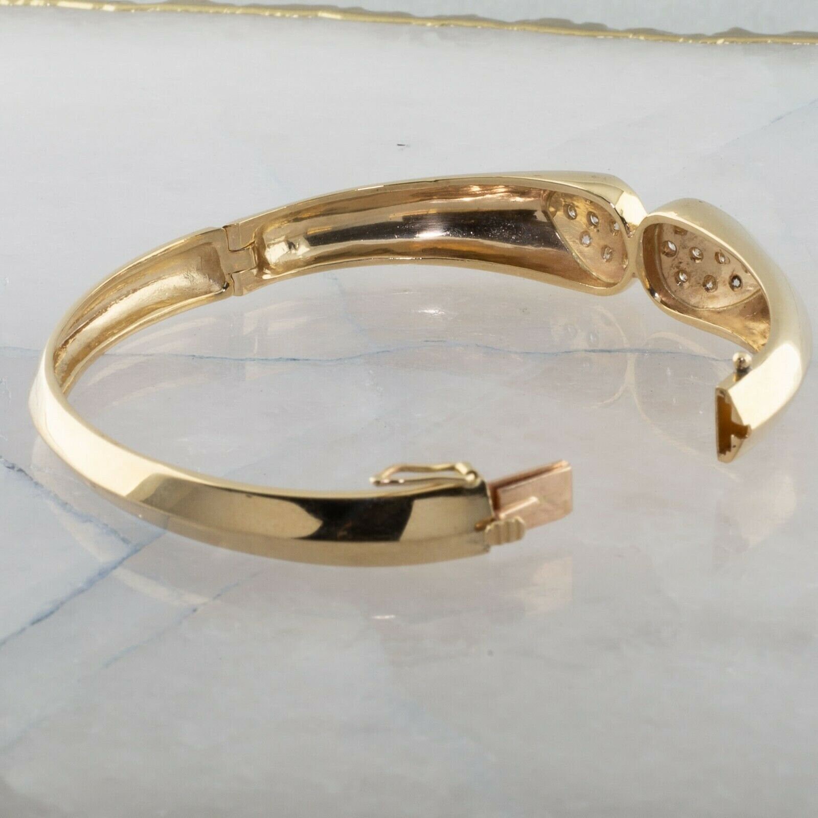 14K Yellow Gold 2ct Diamond Hinged Bangle Bracelet Circa 1970 Etsy Canada