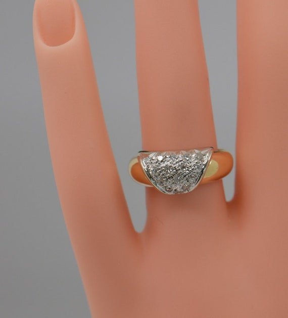 18K Yellow & White Gold Diamond Pave Ring Circa 1… - image 1