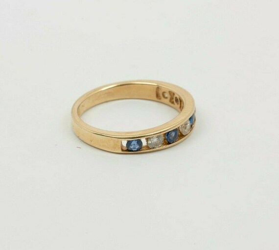 14k Yellow Gold Diamond and Sapphire Band 3/4 ct … - image 9