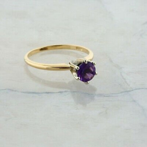 14K Yellow Gold Amethyst Solitaire Ring Size 7 Ci… - image 1