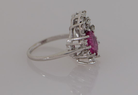 18K White Gold Pink Tourmaline and Diamond Chip R… - image 4