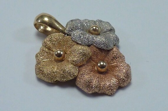 18K Tri Color Gold "Flower" Pendant - image 2