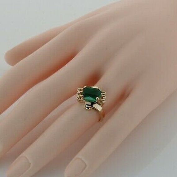 10K Yellow Gold Green Spinel Ring Modernist Bypas… - image 2