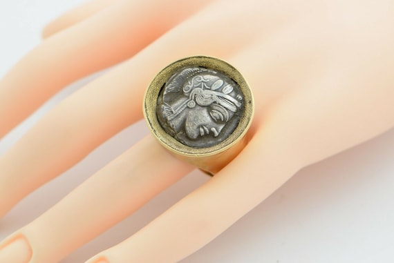 22K YG Authentic Ancient Greek Coin Ring Coin Cir… - image 1