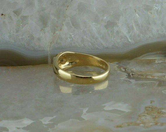 14K Yellow Gold Diamond Solitaire Ring Belcher Se… - image 5