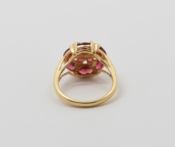 10k Yellow Gold Rhodolite and Opal Rosette Ring, … - image 4