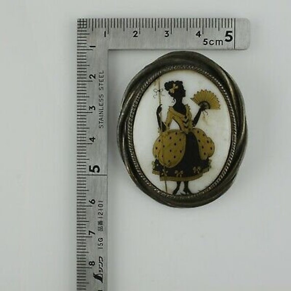 Vintage Porcelain Art Deco Brooch Pin Circa 1960 - image 5