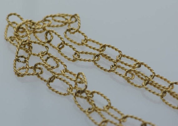 14K Yellow Gold, 32" Twist Loop Chain Handmade, C… - image 4