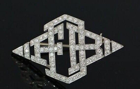 Platinum Art Deco Diamond Monogram "FDB" or "FBD"… - image 2