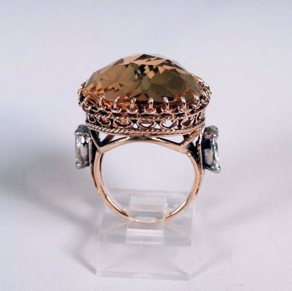 14K Yellow Gold Large Pear Shaped Citrine Ring w/… - image 4