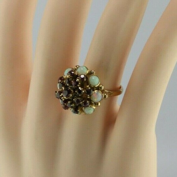 Vintage 14K Yellow Gold Ruby and Crystal Opal Coc… - image 2