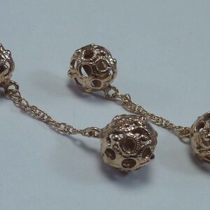 10K Yellow Gold Filigree Drop/Dangle Earrings image 2