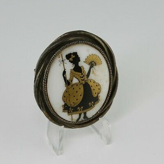 Vintage Porcelain Art Deco Brooch Pin Circa 1960 - image 1