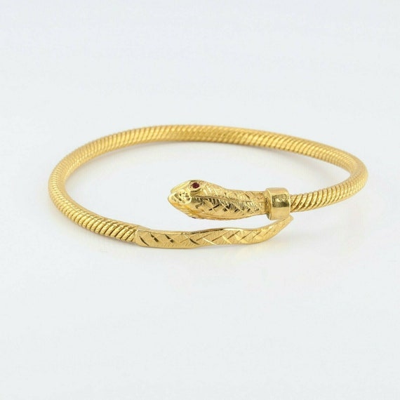 Great Hand Made 21K Snake Bracelet Yellow Gold wi… - image 2