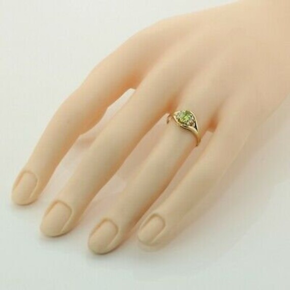 14K Yellow Gold Peridot and Diamond Ring Size 6.75 - image 2