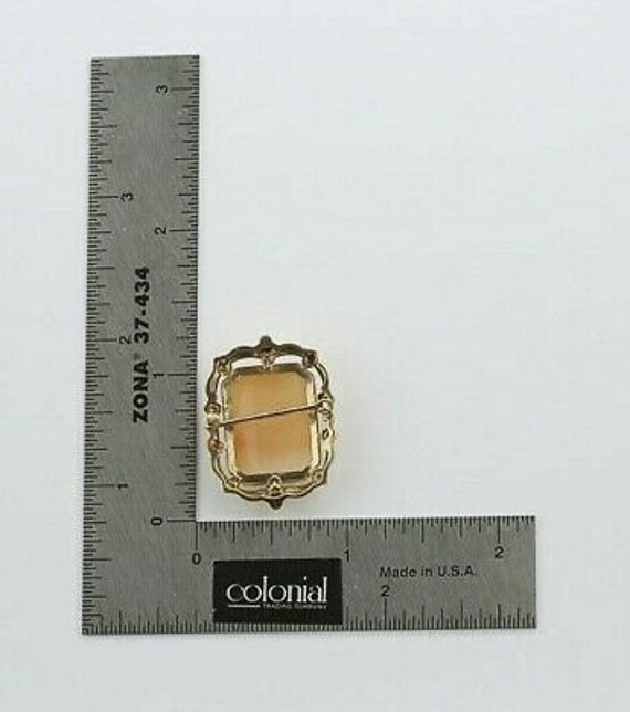 Vintage 10K Yellow Gold Rectangular Shell Cameo P… - image 5