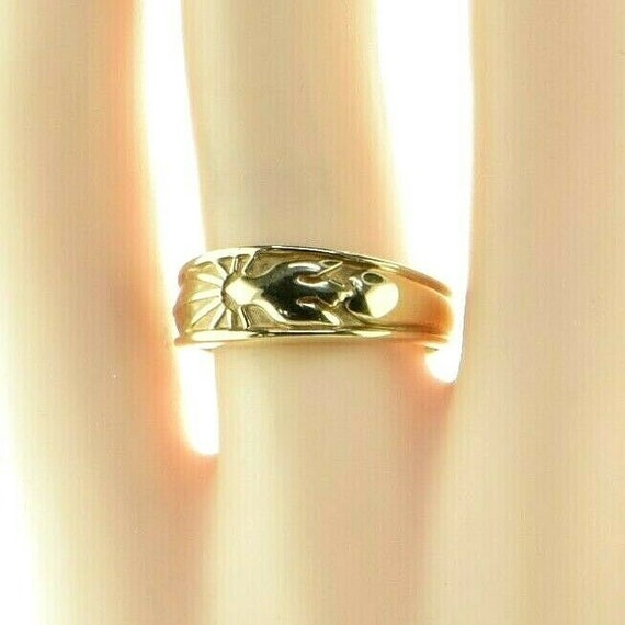 14K Yellow Gold Peace Dove Ring Size 7 Circa 1990 - image 8