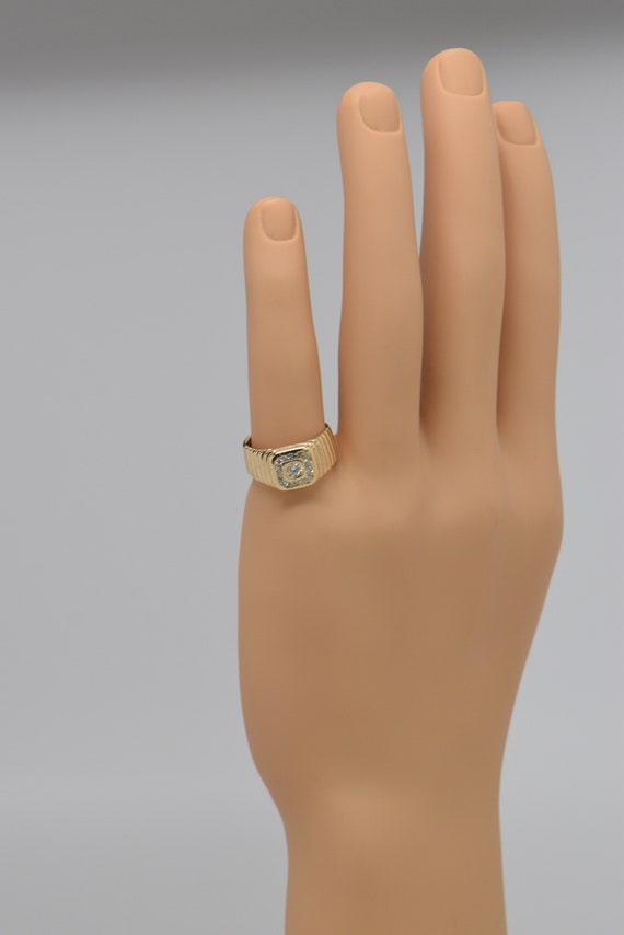 14K Yellow Gold Men's Art Deco Style Diamond Ring… - image 2