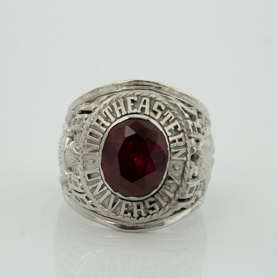 10K White Gold Man's Northeastern University Class Ring | Etsy