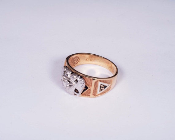 10K Yellow Gold 32d Degree Masonic Ring with Diam… - image 5