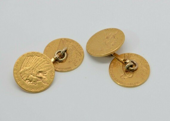 Gold 2 1/2 Dollar Indian Cufflinks 4 Gold coins: … - image 5