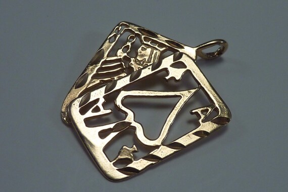 14K Yellow Gold Filigree "Playing Cards" Pendant - image 3