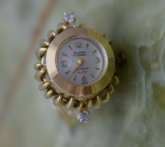 Vintage Ladies Watch Ring Circa 1950 18K Yellow G… - image 1