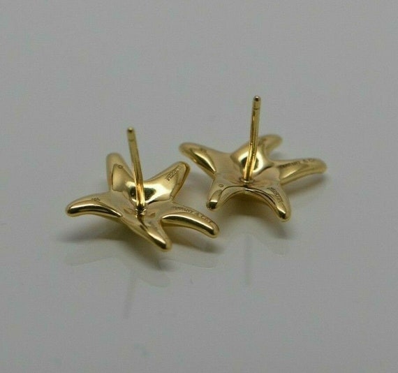 18K Yellow Gold Tiffany Starfish Earrings Elsa Pe… - image 5