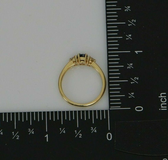 14K YG 3 Stone Sapphire and Diamond Ring Size 6.25 Circa