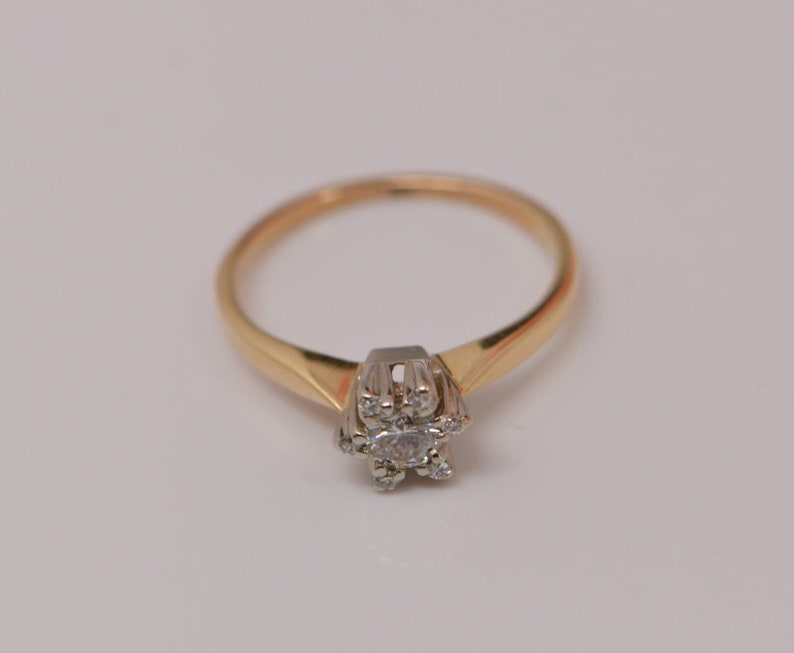 18K Yellow Gold Diamond Sunburst Ring Circa 1960, size 4.25 image 1