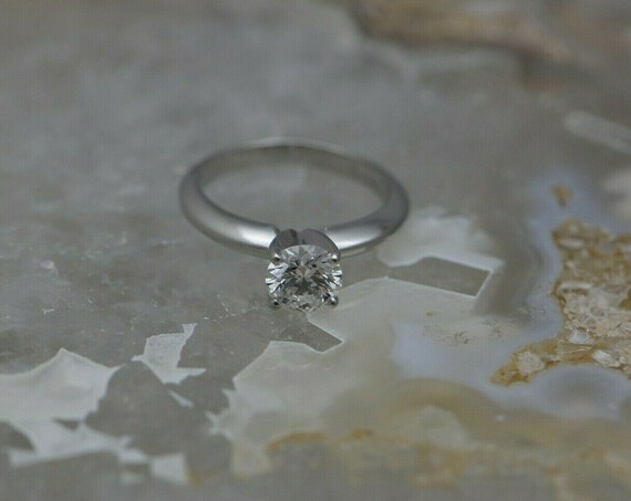 Platinum Simple Solitaire Diamond Ring Original 1… - image 1