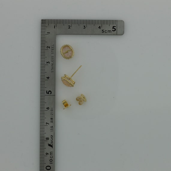 14K Yellow Gold Pink Stone Morganite Post Earrings - image 10
