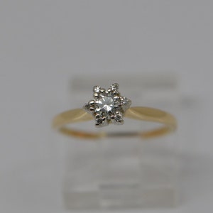 18K Yellow Gold Diamond Sunburst Ring Circa 1960, size 4.25 image 3