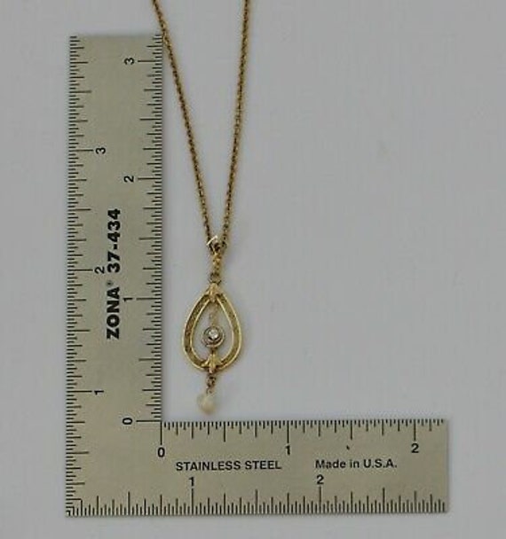 14K Yellow Gold Edwardian Diamond and Baroque Pea… - image 3