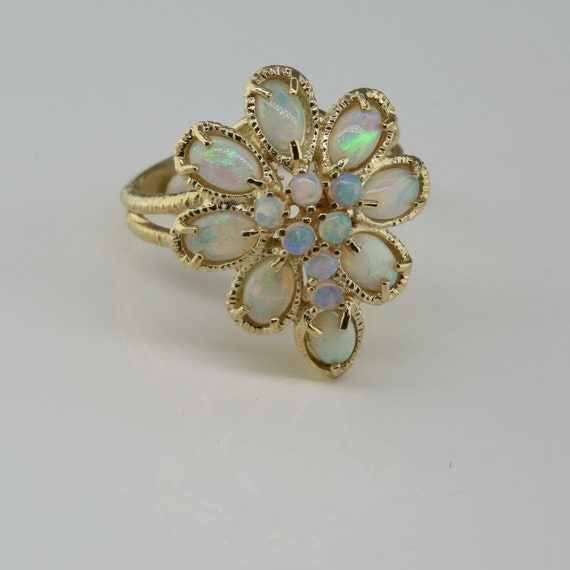 14K Yellow Gold Opal Flower Ring Fine Crystal Opals Size 6.75 Circa 1970 Etsy Canada