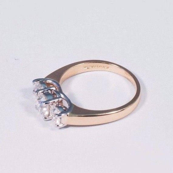 14K Yellow Gold 3 Stone Diamond Engagement Ring w… - image 5