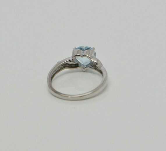 10K WG Blue Possibly Aquamarine Heart Ring, Diamo… - image 7