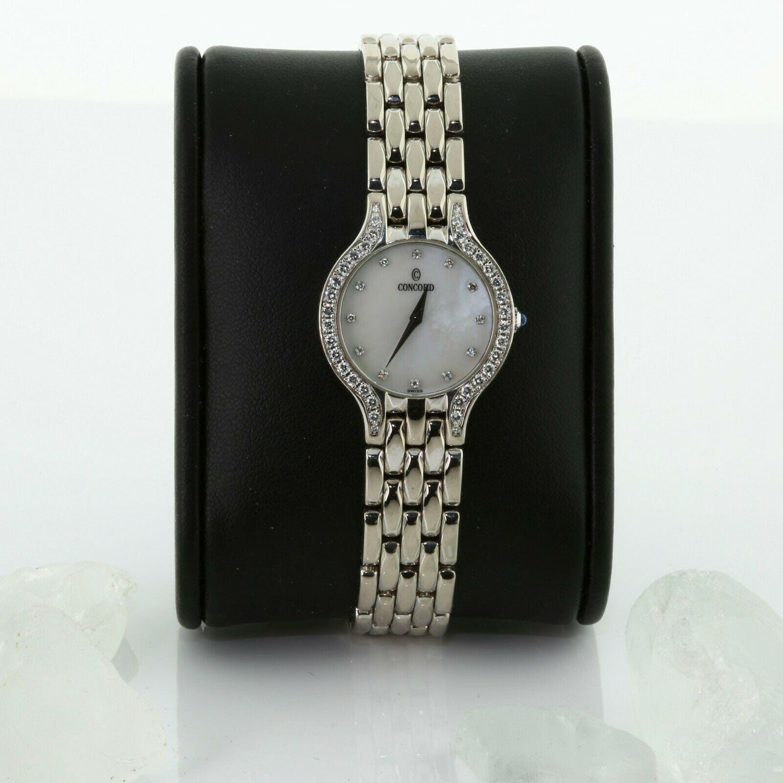 18K WG Concord 1 Ct Tw Diamond Dial Bezel Mother of Pearl  display picture 1