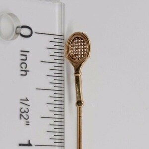 Vintage 14k Yellow Gold Stick Pin with a Tennis Racket