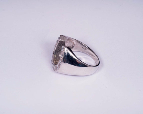 14K White Gold Horseshoe Shaped Diamond Ring, siz… - image 5