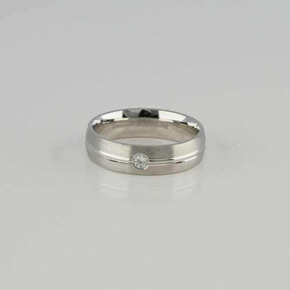 Men's 14K White Gold Diamond Solitaire Band HSI Size 9.75 View 5