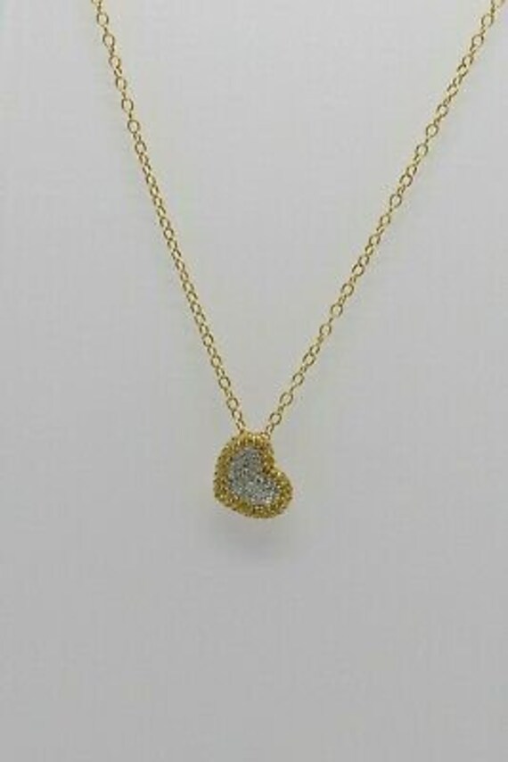 18K YG Diamond & Yellow Sapphire Heart Necklace o… - image 5
