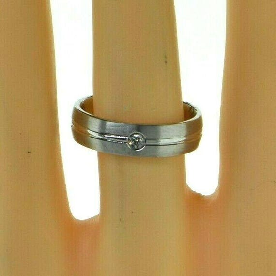 Men's 14K White Gold Diamond Solitaire Band HSI Size 9.75 View 6