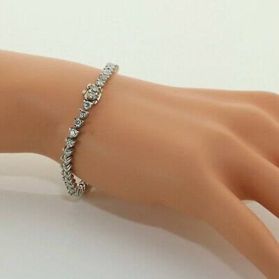 Platinum 5 ct tw Diamond Bracelet 44 Round Diamon… - image 6