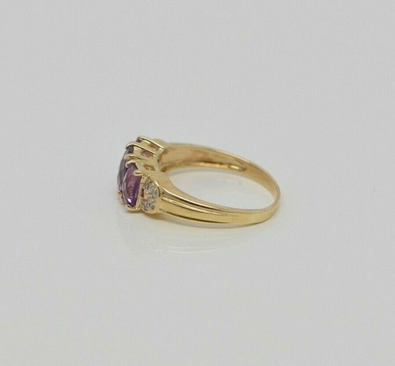 14K YG Amethyst and Diamond Accent Ring, Circa 19… - image 6