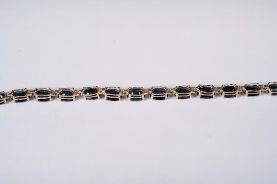 10K Yellow Gold Oval Sapphire Bracelet, 6" Long - image 4