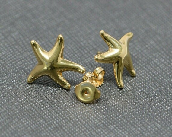 18K Yellow Gold Tiffany Starfish Earrings Elsa Pe… - image 6