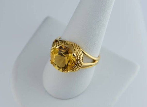 Vintage 1950's 14K Yellow Gold Yellow citrine rin… - image 10